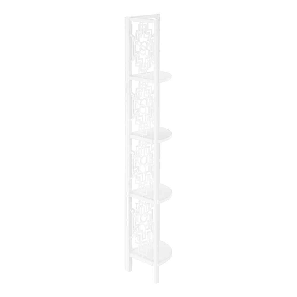 62" White Metal Corner Bookcase