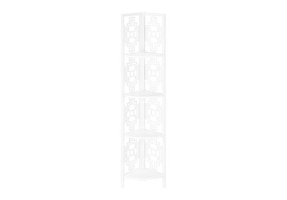 62" White Metal Corner Bookcase
