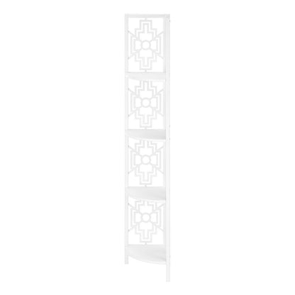 62" White Metal Corner Bookcase