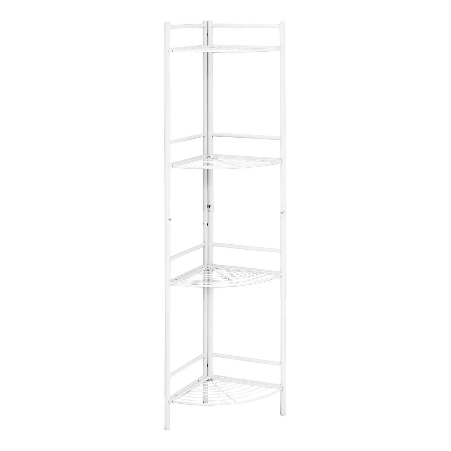 58" White Metal Corner Bookcase