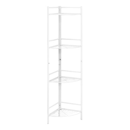 58" White Metal Corner Bookcase