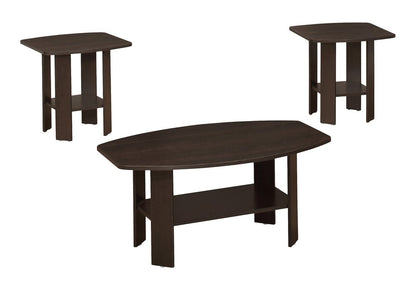 Set of Three 36" Brown Coffee Table With Shelf