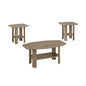 Set of Three 36" Taupe Coffee Table With Shelf