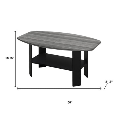 Set of Three 36" Gray And Black Wood Coffee Table With Shelf