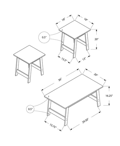 Set of Three 36" Taupe Coffee Table