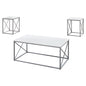 Set of Three 42" White And Silver Metal Coffee Table