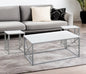 Set of Three 42" White And Silver Metal Coffee Table