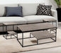 Set of Three 42" Taupe And Black Metal Coffee Table With Shelf