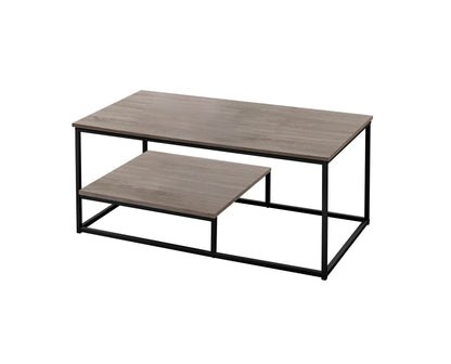 Set of Three 42" Taupe And Black Metal Coffee Table With Shelf