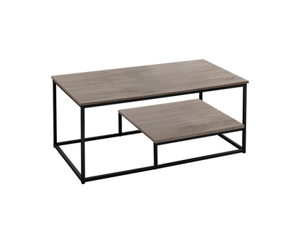 Set of Three 42" Taupe And Black Metal Coffee Table With Shelf