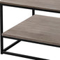 Set of Three 42" Taupe And Black Metal Coffee Table With Shelf