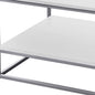 Set of Three 42" White And Silver Metal Coffee Table With Shelf