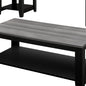 Set of Three 42" Gray And Black Coffee Table With Shelf