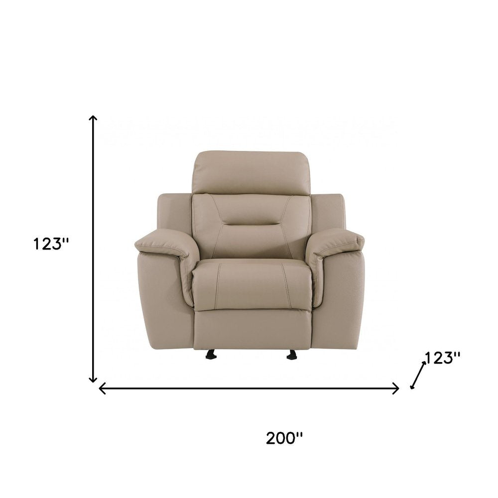 Three Piece Indoor Beige Genuine Leather Five Person Seating Set