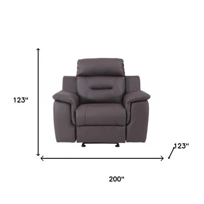 Three Piece Indoor Brown Genuine Leather Five Person Seating Set