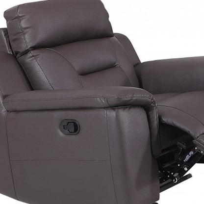 Three Piece Indoor Brown Genuine Leather Five Person Seating Set