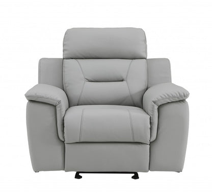 Three Piece Indoor Gray Genuine Leather Five Person Seating Set