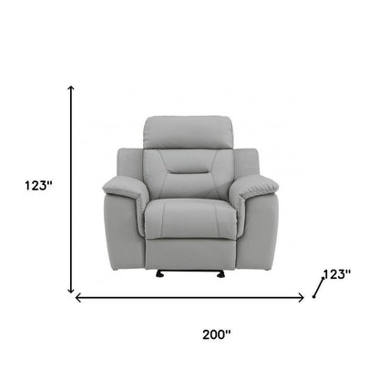 Three Piece Indoor Gray Genuine Leather Five Person Seating Set