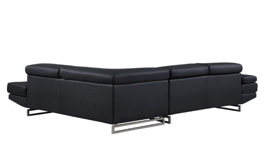 Black Leather L Shaped Two Piece Corner Sectional