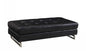 63" Black Tufted Faux Leather and Silver Ottoman