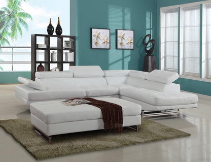 White Leather L Shaped Two Piece Corner Sectional