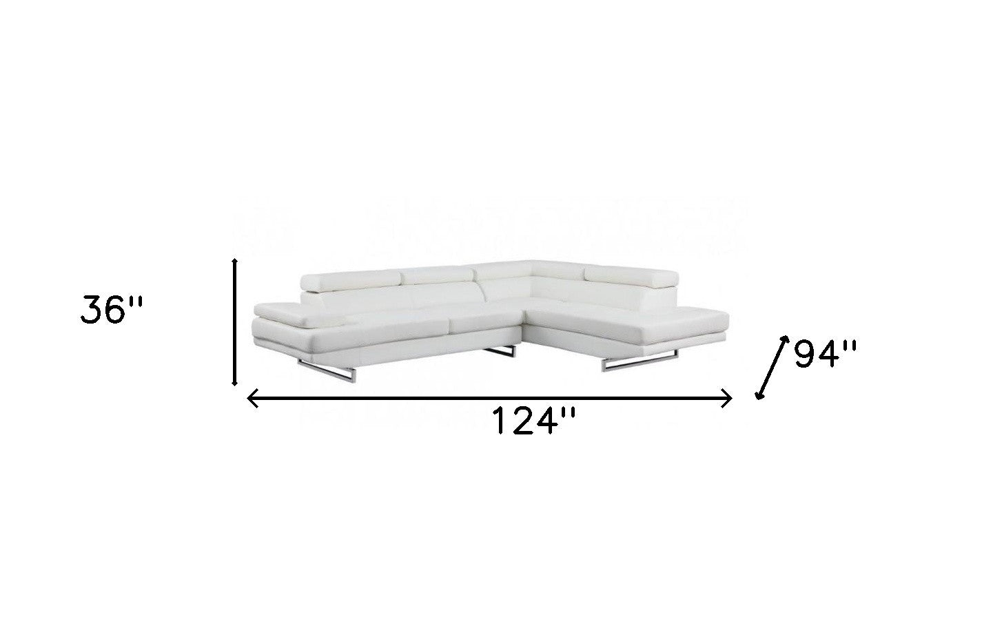 White Leather L Shaped Two Piece Corner Sectional