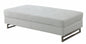 63" White and Silver Faux Leather Ottoman