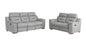 Two Piece Indoor Gray Genuine Leather Five Person Seating Set
