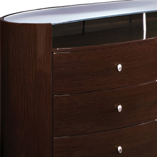63" Brown Wood Six Drawer Dresser