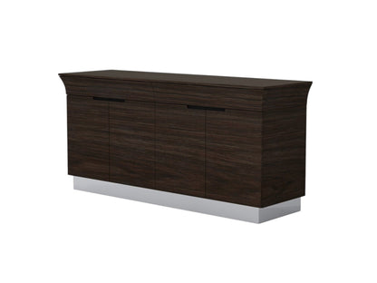 70" Dark Brown Two Drawer Buffet Table with Four Doors