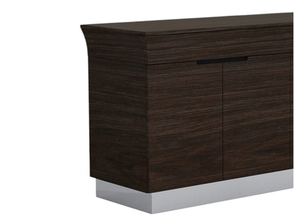 70" Dark Brown Two Drawer Buffet Table with Four Doors