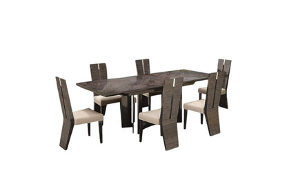 Seven Piece Gray Dining Set with Six Chairs