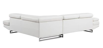 Gray Leather L Shaped Two Piece Corner Sectional