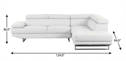 Gray Leather L Shaped Two Piece Corner Sectional