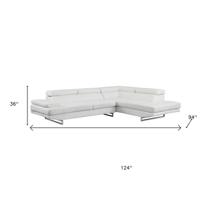 Gray Leather L Shaped Two Piece Corner Sectional