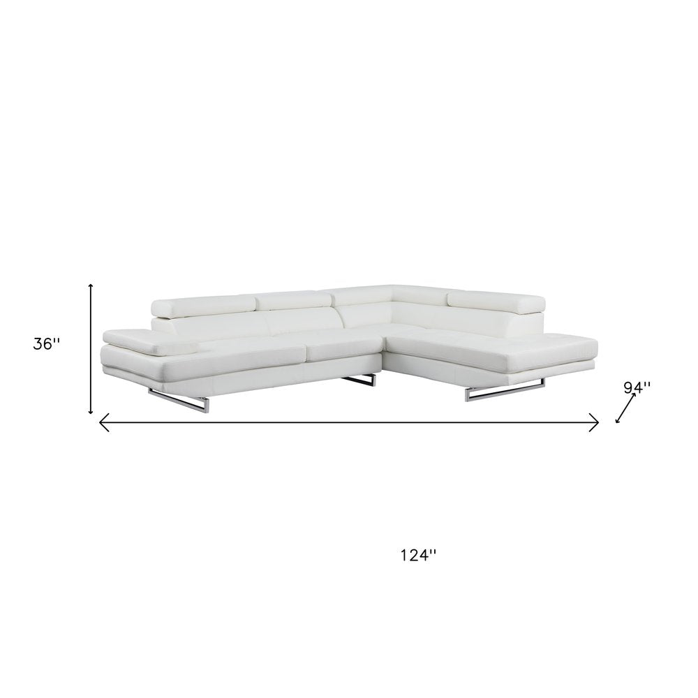 Gray Leather L Shaped Two Piece Corner Sectional