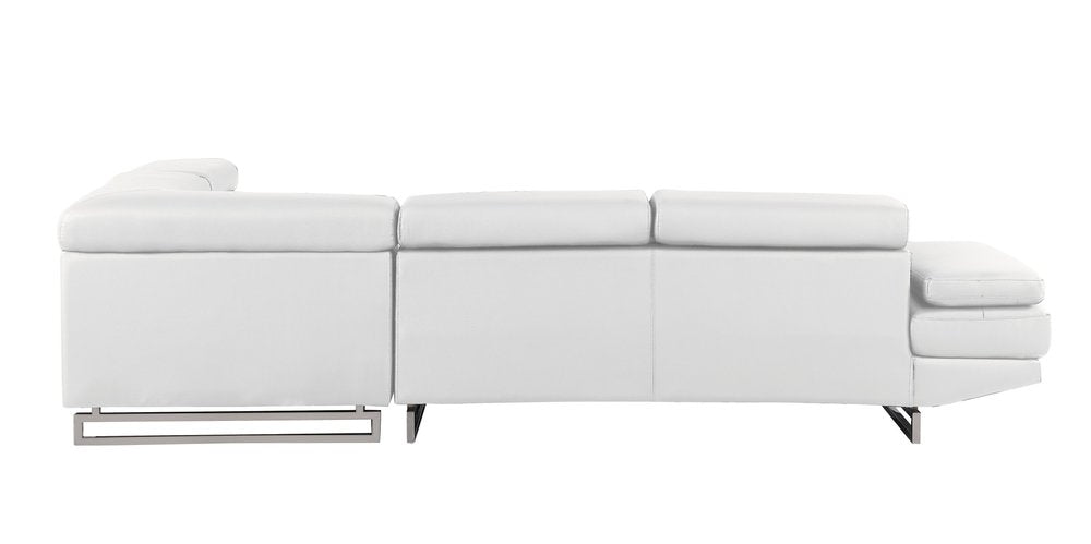 Gray Leather L Shaped Two Piece Corner Sectional