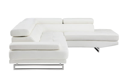 Gray Leather L Shaped Two Piece Corner Sectional