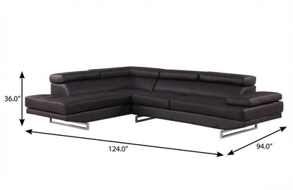 Black Leather L Shaped Two Piece Corner Sectional