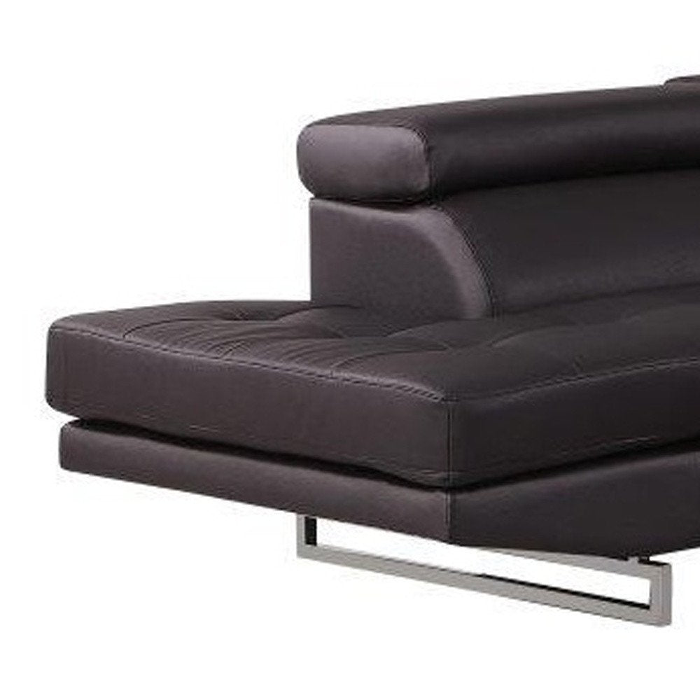Dark Brown Leather L Shaped Two Piece Corner Sectional