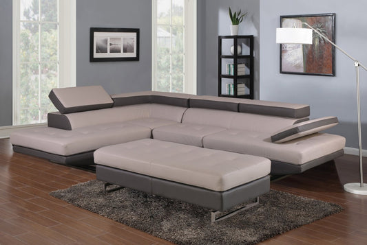 White Leather L Shaped Two Piece Corner Sectional