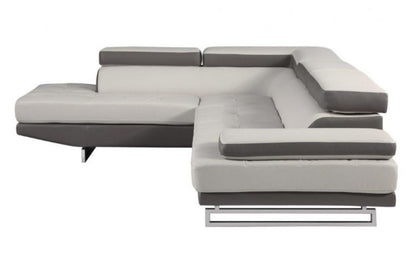 White Leather L Shaped Two Piece Corner Sectional