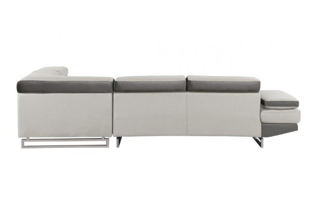 White Leather L Shaped Two Piece Corner Sectional