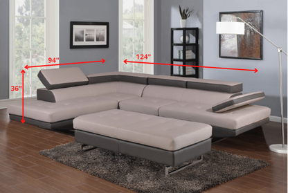 White Leather L Shaped Two Piece Corner Sectional