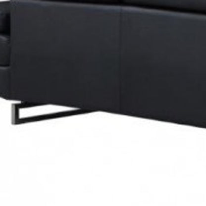 Black Faux Leather L Shaped Two Piece Corner Sectional