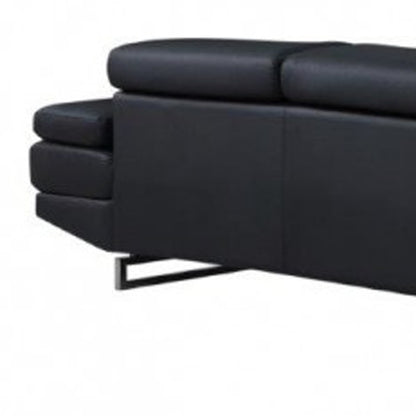 Black Faux Leather L Shaped Two Piece Corner Sectional