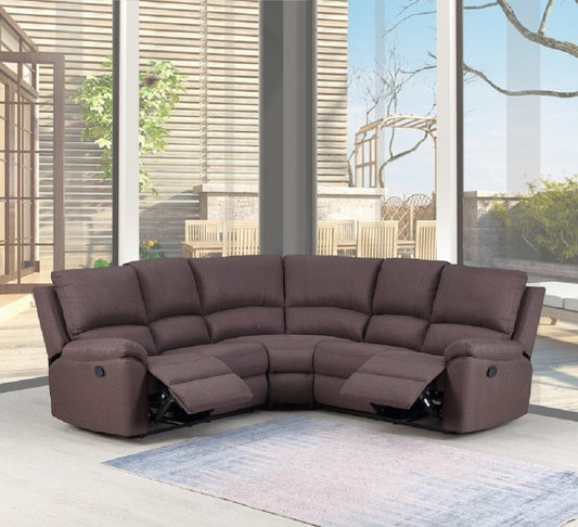 Brown Polyester Blend Reclining U Shaped Three Piece Corner Sectional