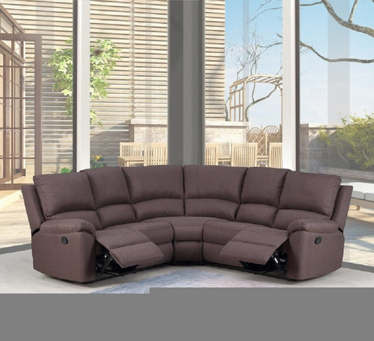 Brown Polyester Blend Reclining U Shaped Three Piece Corner Sectional