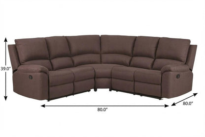 Brown Polyester Blend Reclining U Shaped Three Piece Corner Sectional