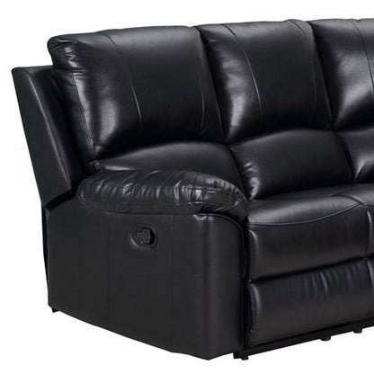 Black Polyester Blend Reclining U Shaped Three Piece Corner Sectional